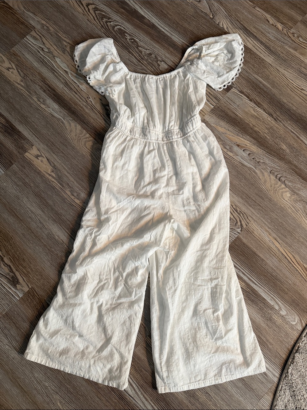 White Off-Shoulder Wide-Leg Jumpsuit